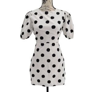 Idem Ditto Puff Sleeve Polka Dot Bow Back Mini Dress NWT Small